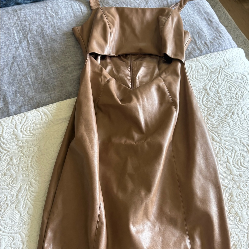 Avec Les Filles Tan Leather Dress
